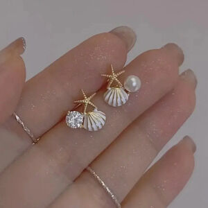 Cute Shell starfish Beach themed Fashion Studs Earrings